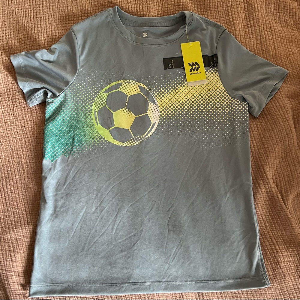 All in Motion Gray/Blue Activewear Soccer Top Size Large